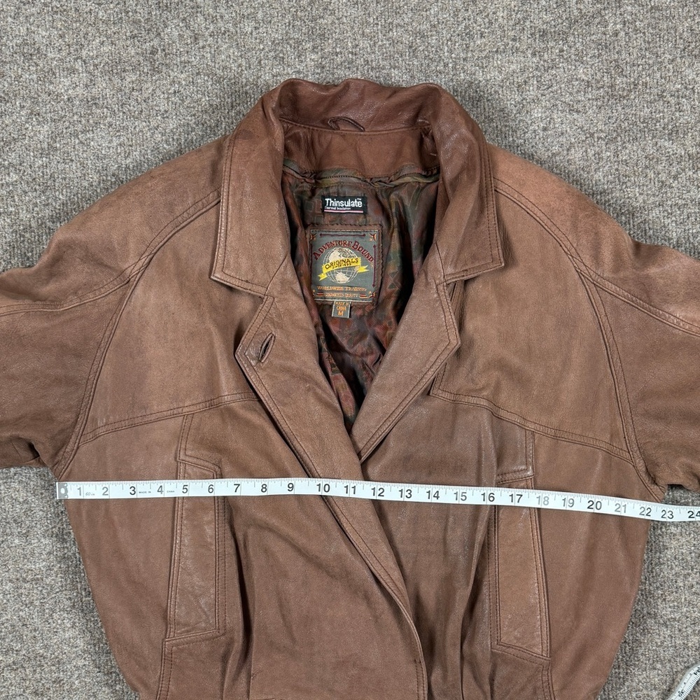 Vintage 90s Wilsons Adventure Bound Brown Genuine Leather Bomber Jacket Womens M - Picture 11 of 11